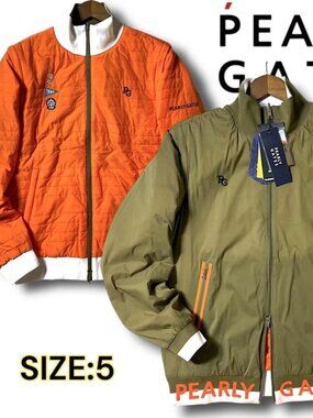 PEARLY GATES Men's Reversible Khaki & Orange Golf Jacket/Vest Size 4 (M) 10804